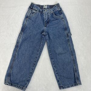 Vintage GAP Frontier Jeans Boys 5 Blue Carpenter Hammer Loop Elastic Waist 90s